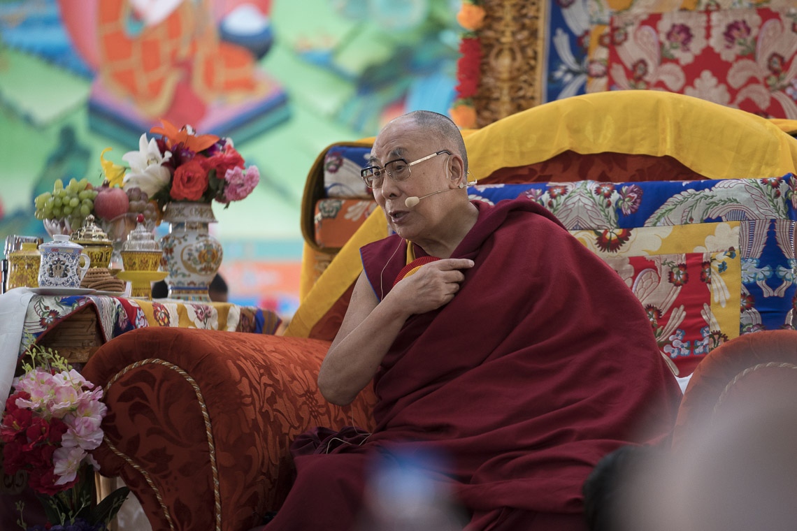 Su Santidad el Dalái Lama hablando en la ceremonia de inauguración en el convento de Dudjom en Shey, Ladakh, J&K, India el 26 de julio de 2017. Foto de Tenzin Choejor/OHHDL 