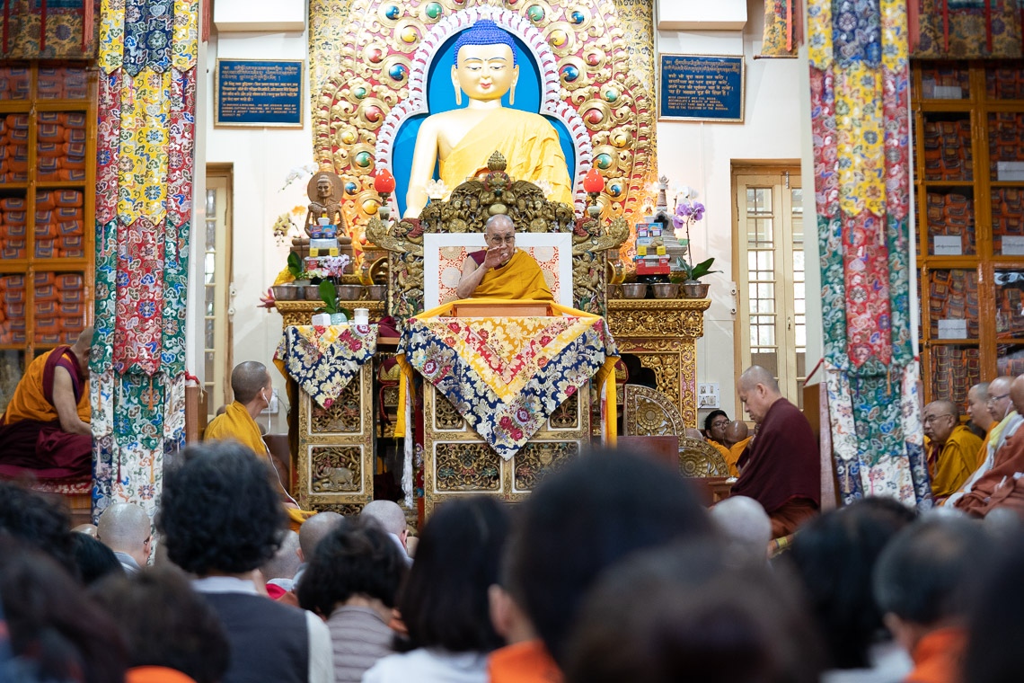Una vista del interior del Templo Principal Tibetano en el segundo día de las enseñanzas de Su Santidad el Dalái Lama en Dharamsala, HP, India, el 5 de noviembre de 2019. Foto de Ven Tenzin Jamphel