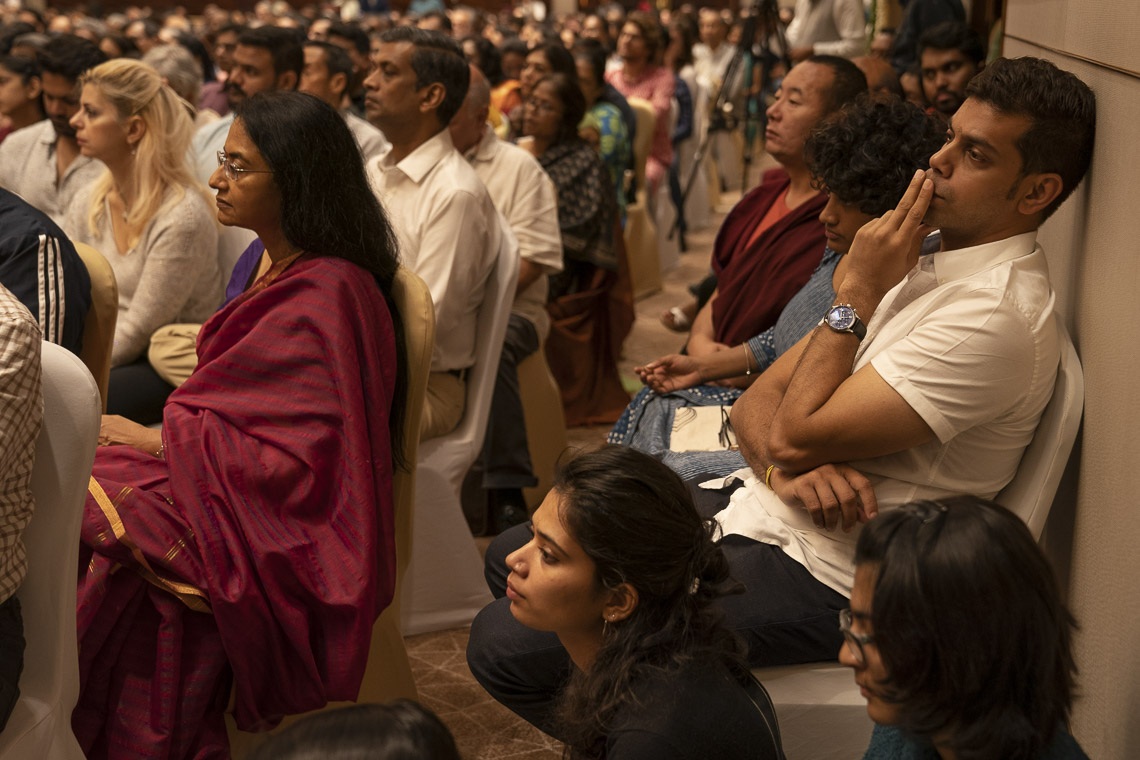 Algunas de las más de 1000 personas que asistieron a la charla de Su Santidad el Dalái Lama en Bengaluru, Karnataka, India, el 12 de agosto de 2018. Foto de Tenzin Choejor